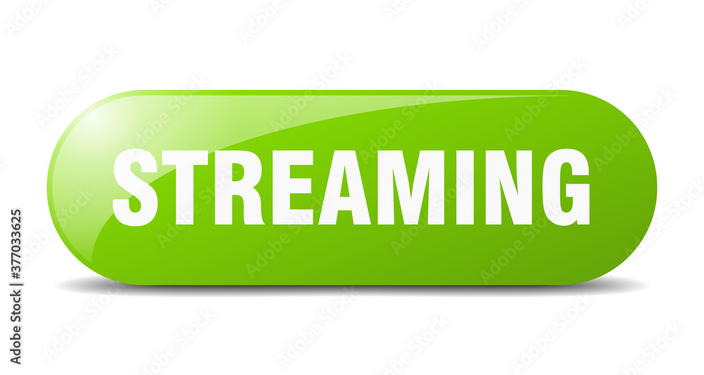 streaming button. sticker. banner. rounded glass sign streaming button. sticker. banner. rounded glass sign