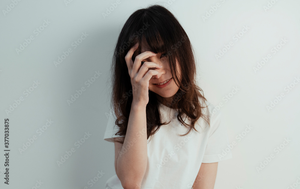 Happy asian woman isolate over white. Happy asian woman isolate over white.