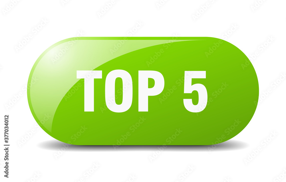 top 5 button. sticker. banner. rounded glass sign top 5 button. sticker. banner. rounded glass sign