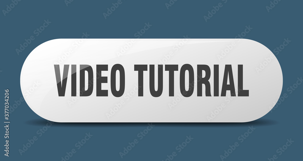 video tutorial button. sticker. banner. rounded glass sign