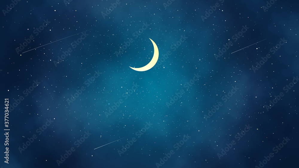 三日月と綺麗な夜空の風景イラスト Stock Vector Adobe Stock