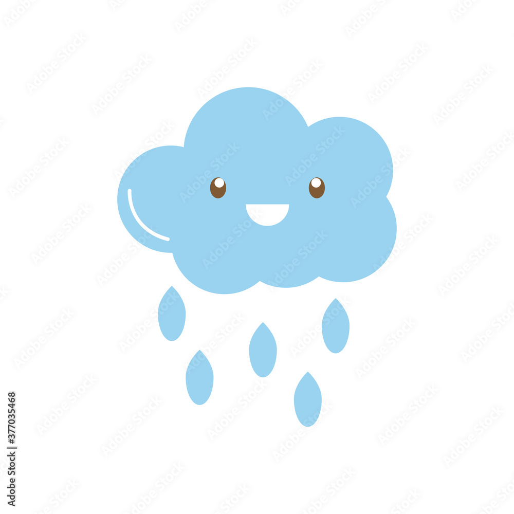 happy rainy cloud icon, flat style happy rainy cloud icon, flat style