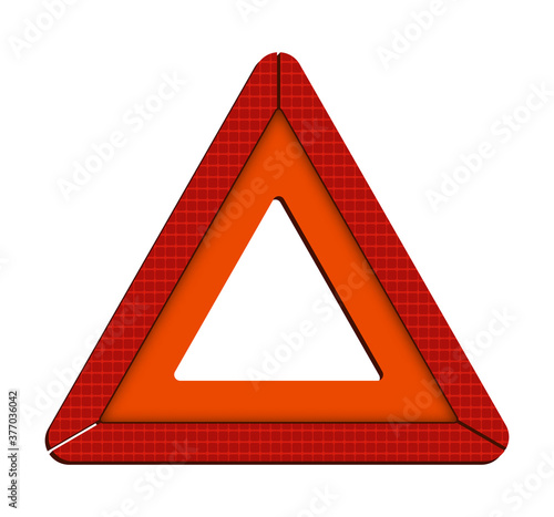Warning triangle. Emergency stop sign in case of breakdown. Car breakdown on the road. Vector