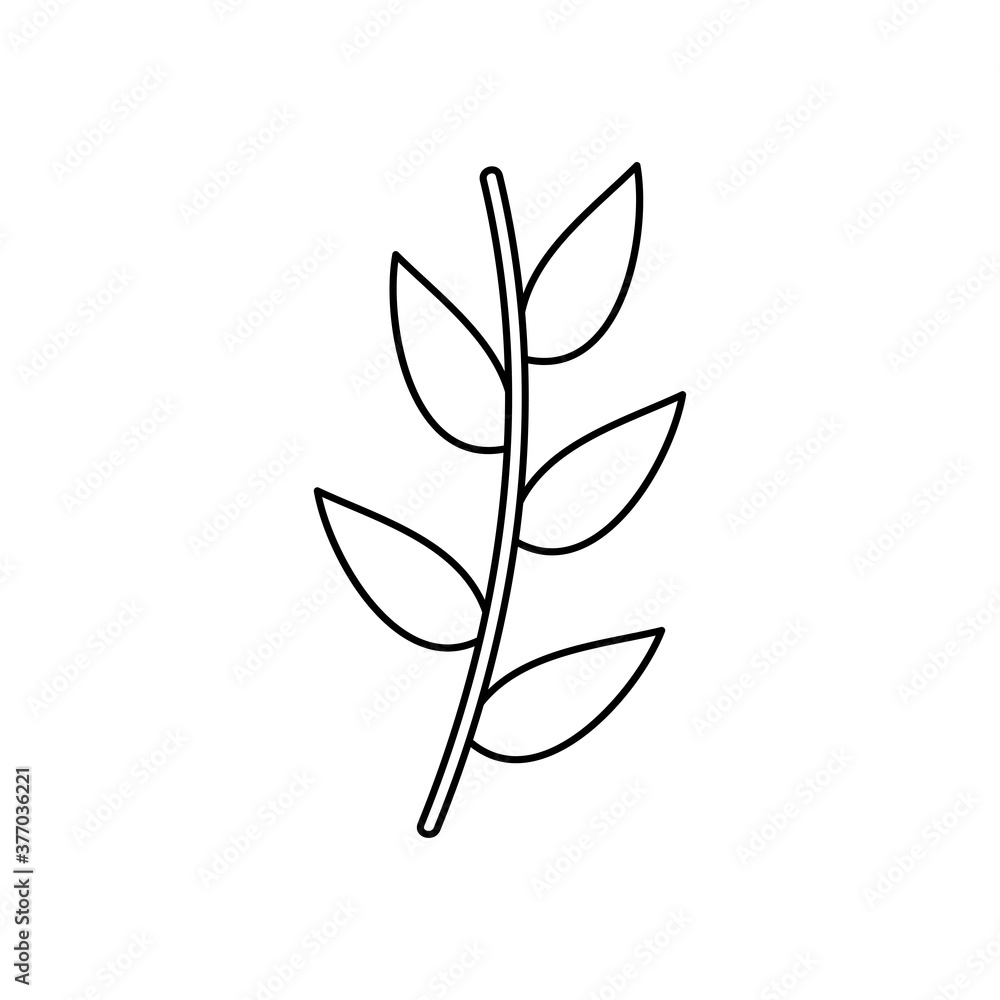 autumn stem with leaves icon, line style autumn stem with leaves icon, line style