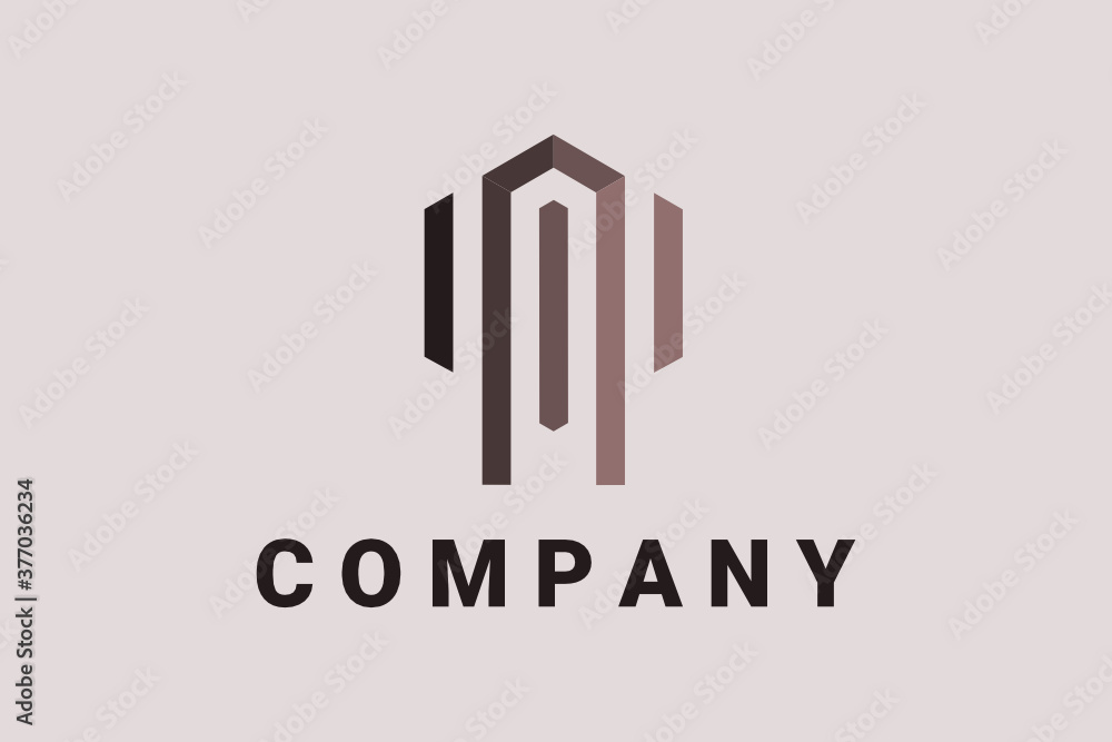 Hexagon vector logo for real estate, consultant and general business with line and arrow elements forming a home, gate and shield illustration. Hexagon vector logo for real estate, consultant and general business with line and arrow elements forming a home, gate and shield illustration.