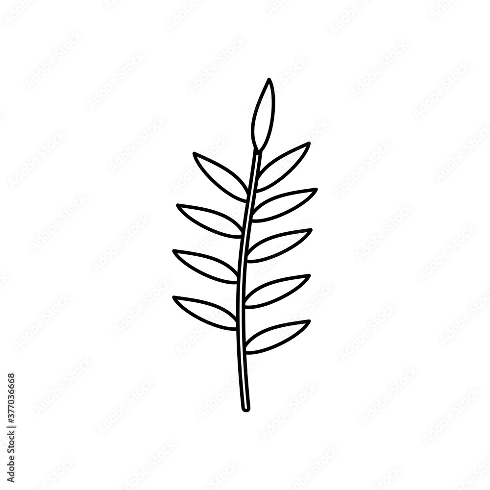 stem with leaves icon, line style stem with leaves icon, line style