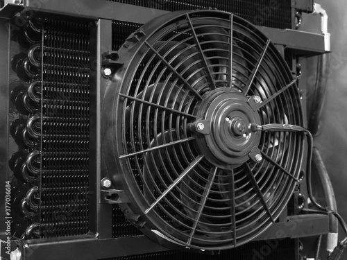 The image of the radiator of the diesel engine.