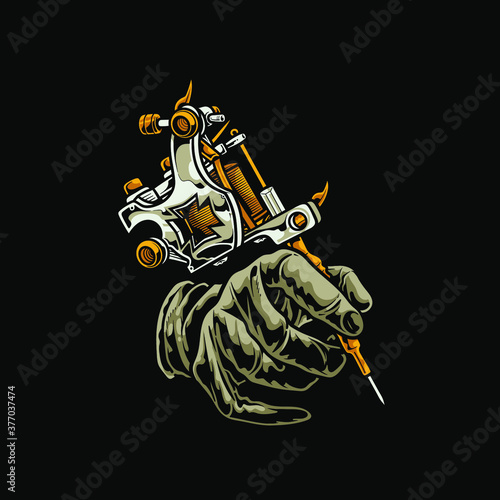 illustration of a hand with tattoo machine