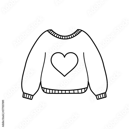 sweater with heart icon, line style