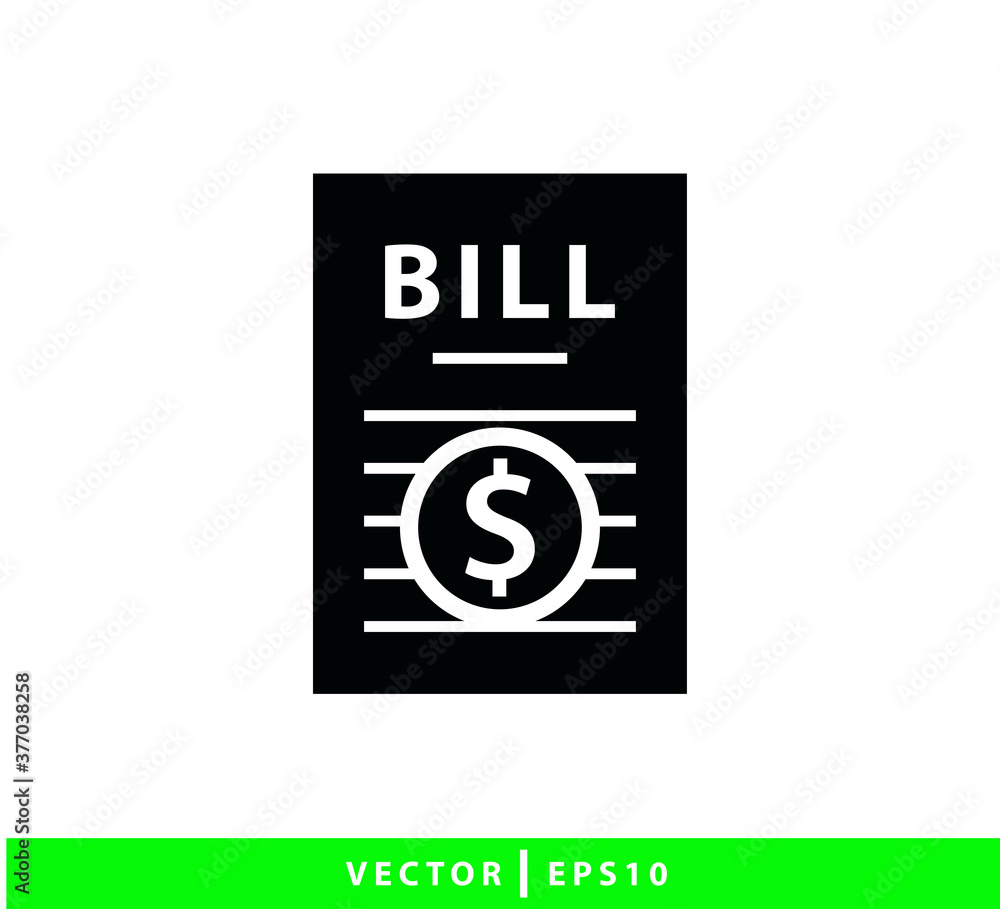 Bill icon vector flat style illustration Bill icon vector flat style illustration