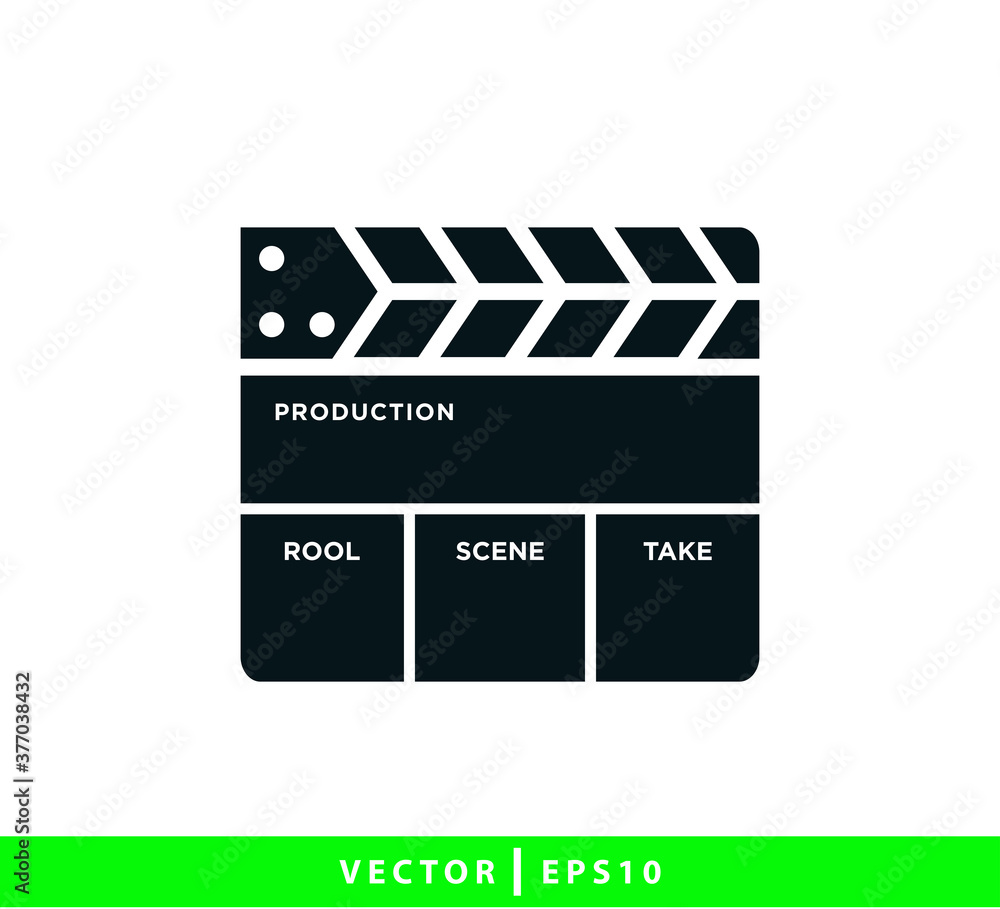 Naklejka premium Clapper board icon flat style illustration