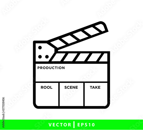 Clapper board icon flat style illustration
