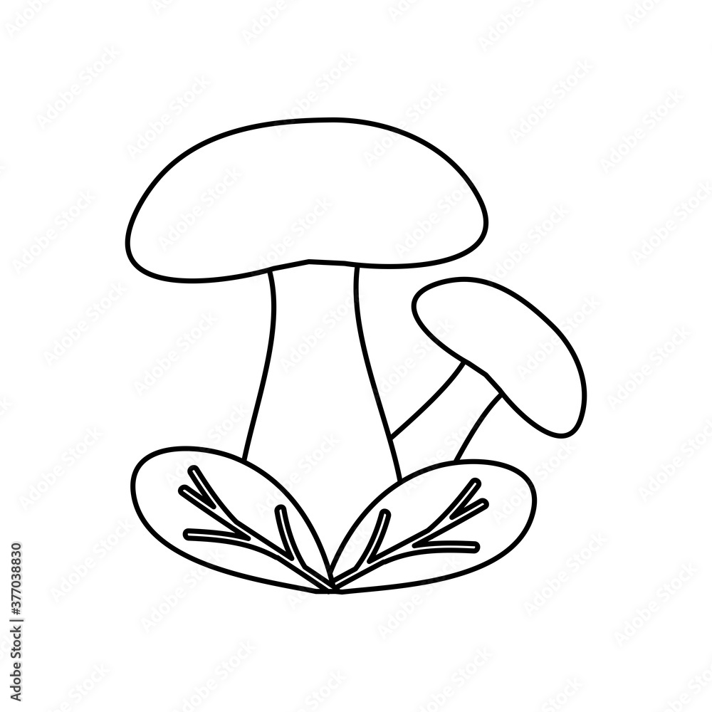 mushrooms and leaves icon, line style mushrooms and leaves icon, line style