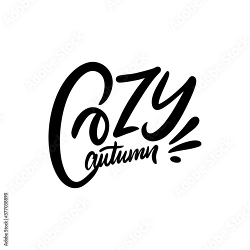 Cozy Autumn. Modern lettering. Brush calligraphy. Black color vector illustration.