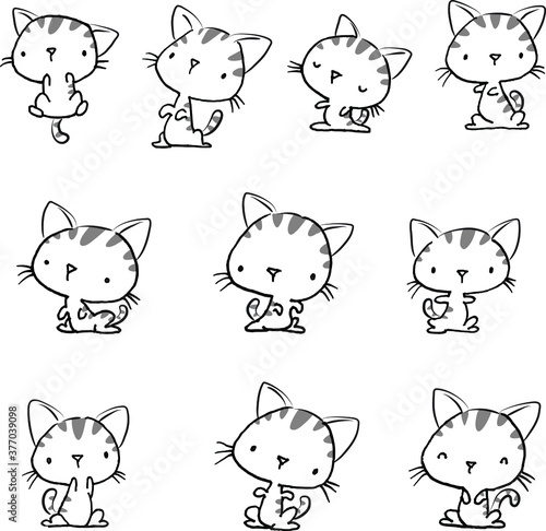 Fototapeta Naklejka Na Ścianę i Meble -  vector cartoon cats set background