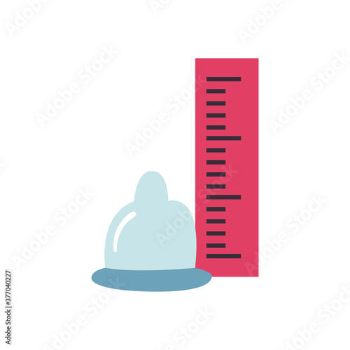 condom with ruler flat style icon vector design