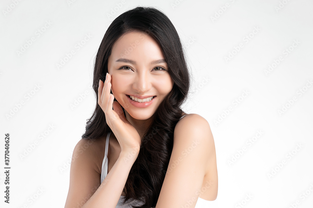 Beautiful young asian woman with clean fresh skin on white background, Face care, Facial treatment, Cosmetology, beauty and spa, Asian women portrait Beautiful young asian woman with clean fresh skin on white background, Face care, Facial treatment, Cosmetology, beauty and spa, Asian women portrait