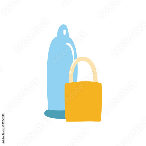 condom with padlock flat style icon vector design