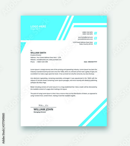 Creative and Modern Business Letterhead template design Vector.