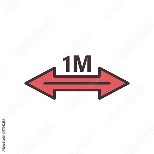 one meter arrow line and fill style icon vector design