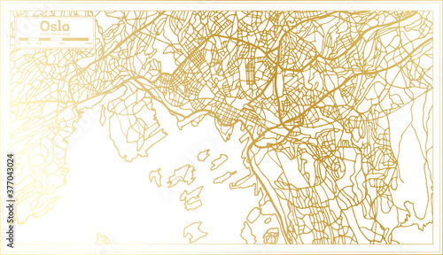 Oslo Norway City Map in Retro Style in Golden Color. Outline Map.