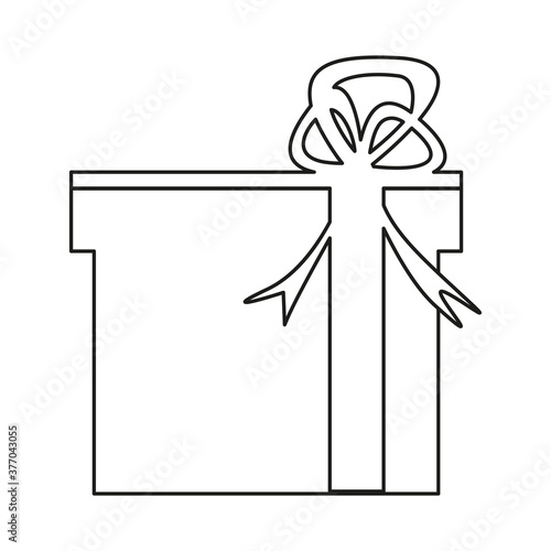 Gift Boxes outline black color on white background. Holiday Christmas gift box. Present box icon. Xmas present. 