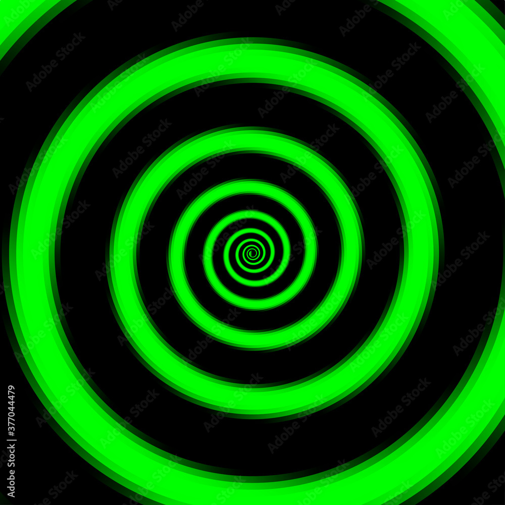 Fototapeta premium Trippy background, black and green vortex vector art.