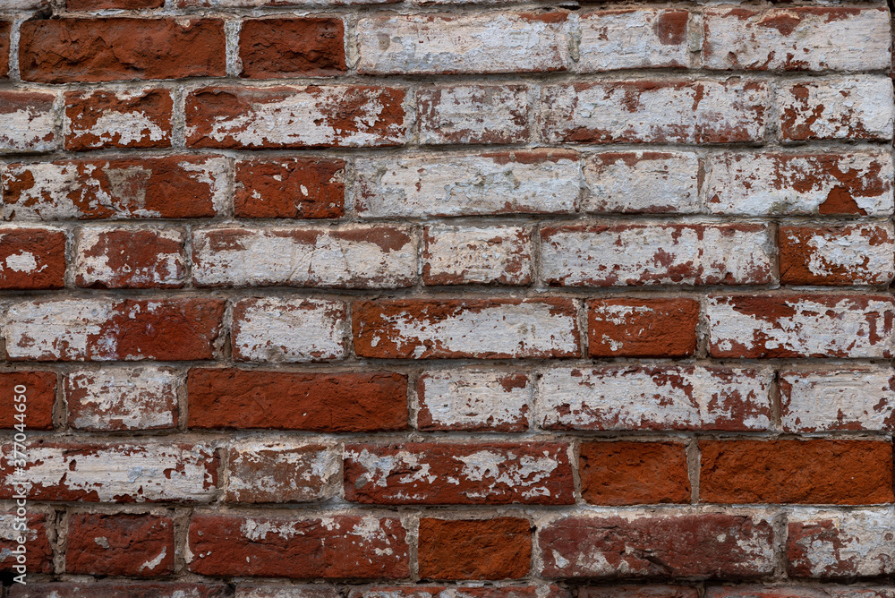 Macro texture of a beautiful red brickwork.