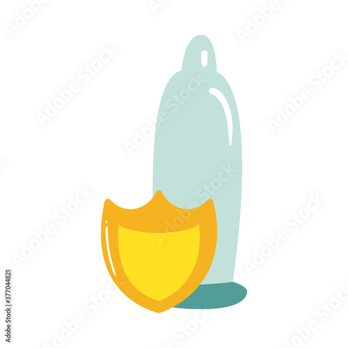 condom with shield flat style icon vector design