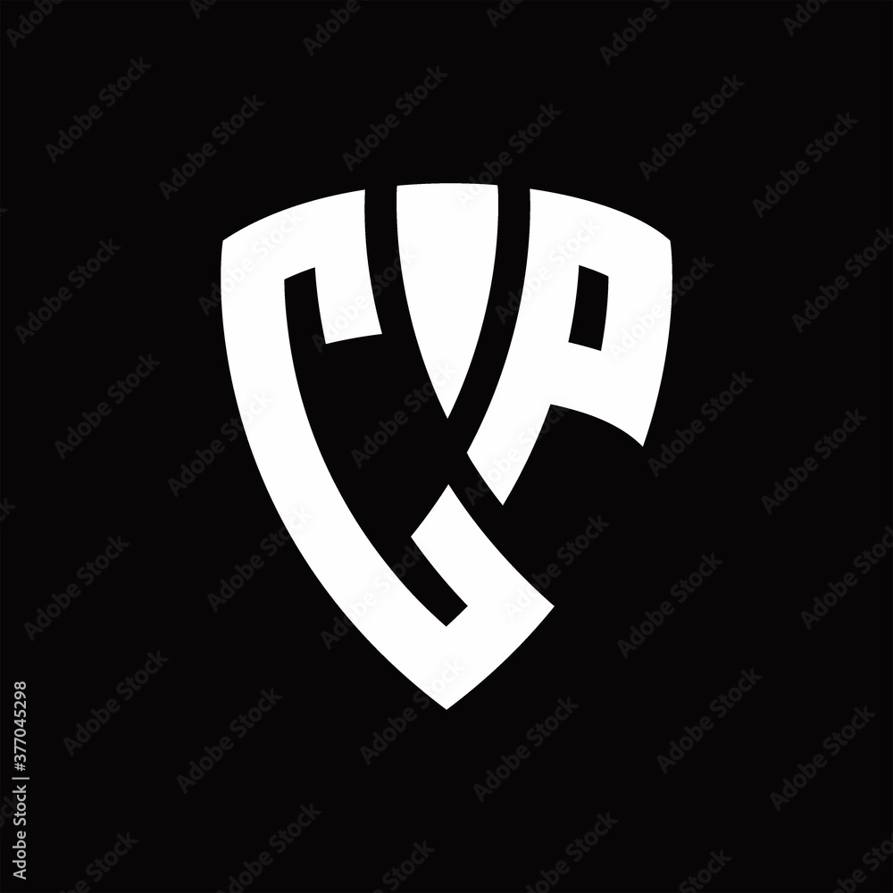CP Logo monogram with shield elements shape design template CP Logo monogram with shield elements shape design template