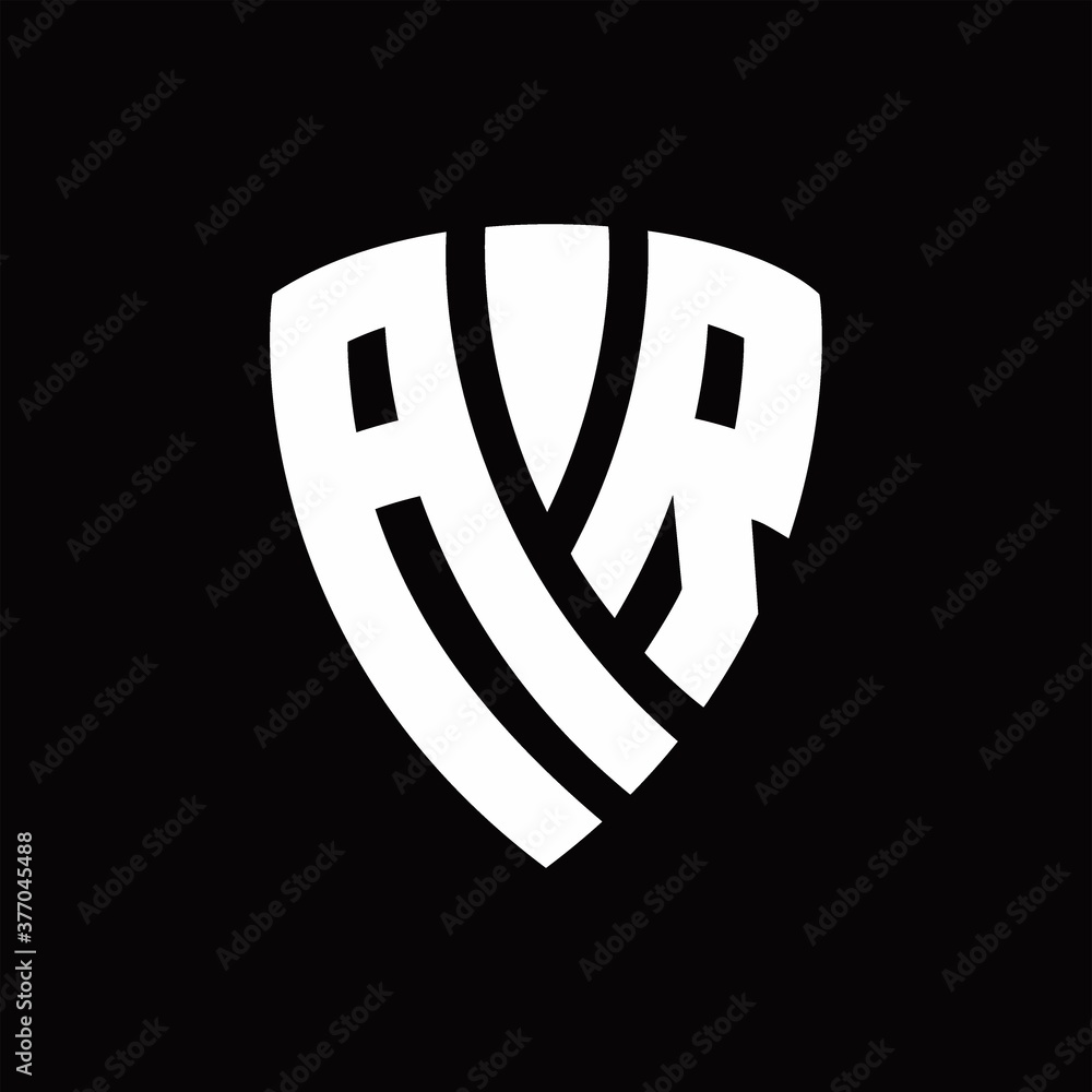 AR Logo monogram with shield elements shape design template AR Logo monogram with shield elements shape design template