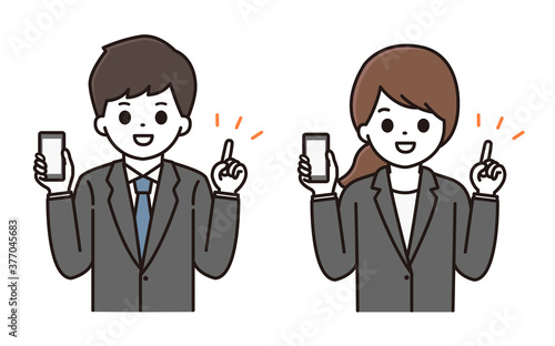 ビジネスマン ビジネスウーマン スマートフォン
