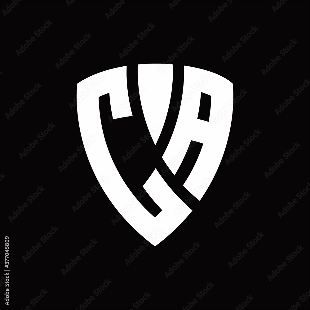 CA Logo monogram with shield elements shape design template CA Logo monogram with shield elements shape design template