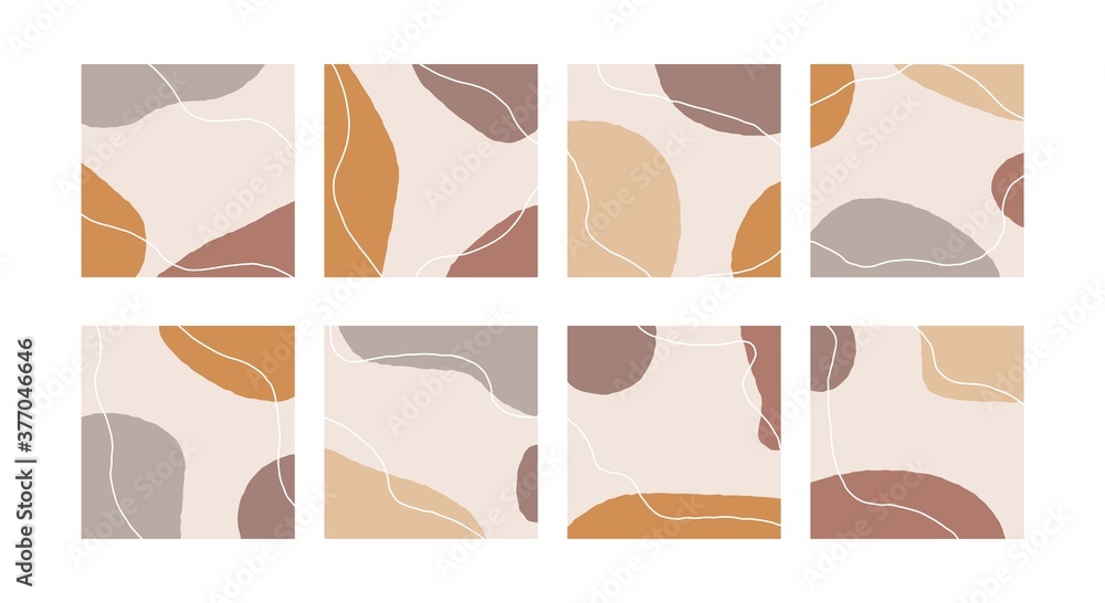 Abstract social media banners. Contemporary background set minimalistic doodle organic shapes, boho covers. Vector design Abstract social media banners. Contemporary background set minimalistic doodle organic shapes, boho covers. Vector design