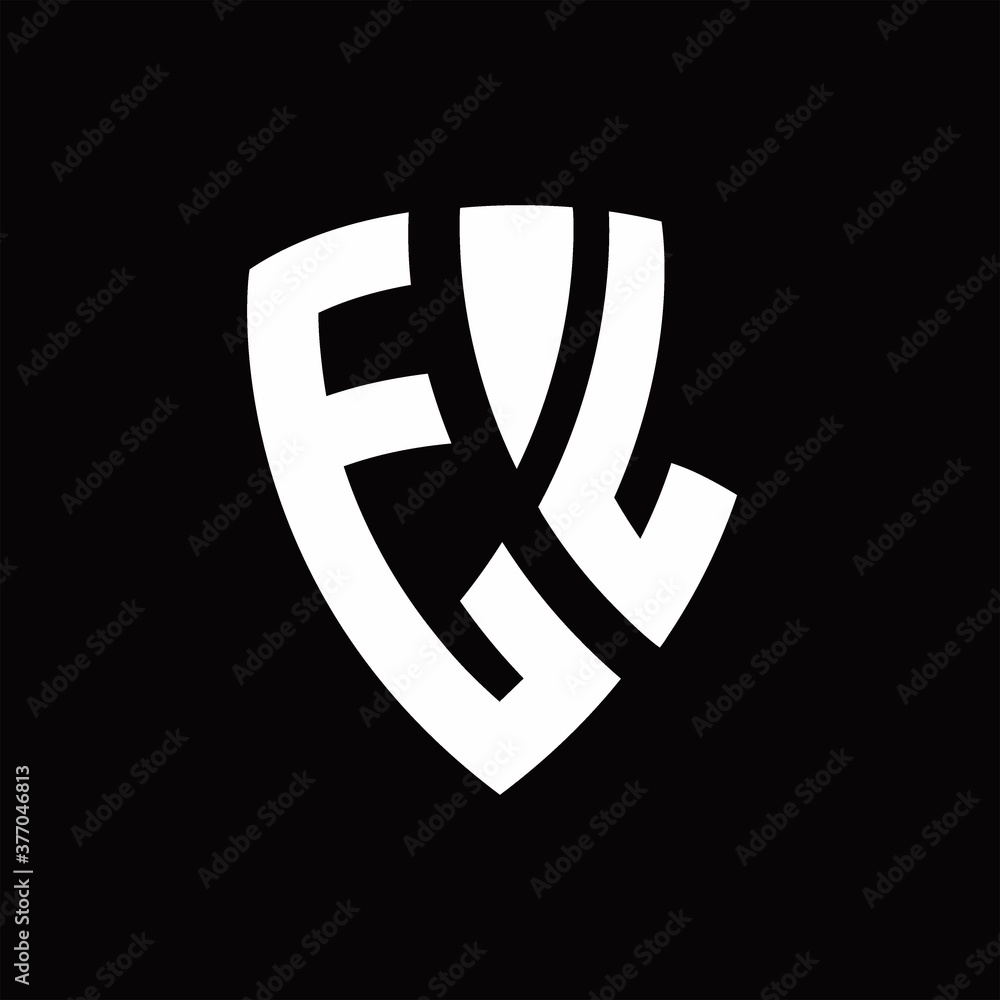 EL Logo monogram with shield elements shape design template EL Logo monogram with shield elements shape design template