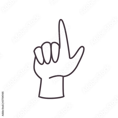 l hand sign language line style icon vector design