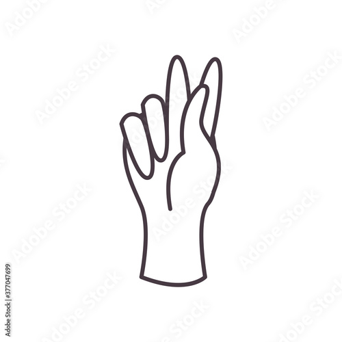 k hand sign language line style icon vector design