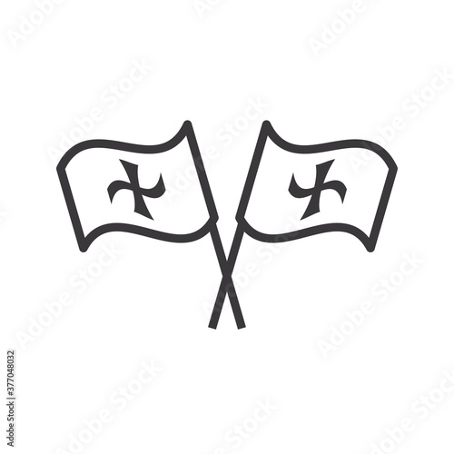 Columbus flags line style icon vector design