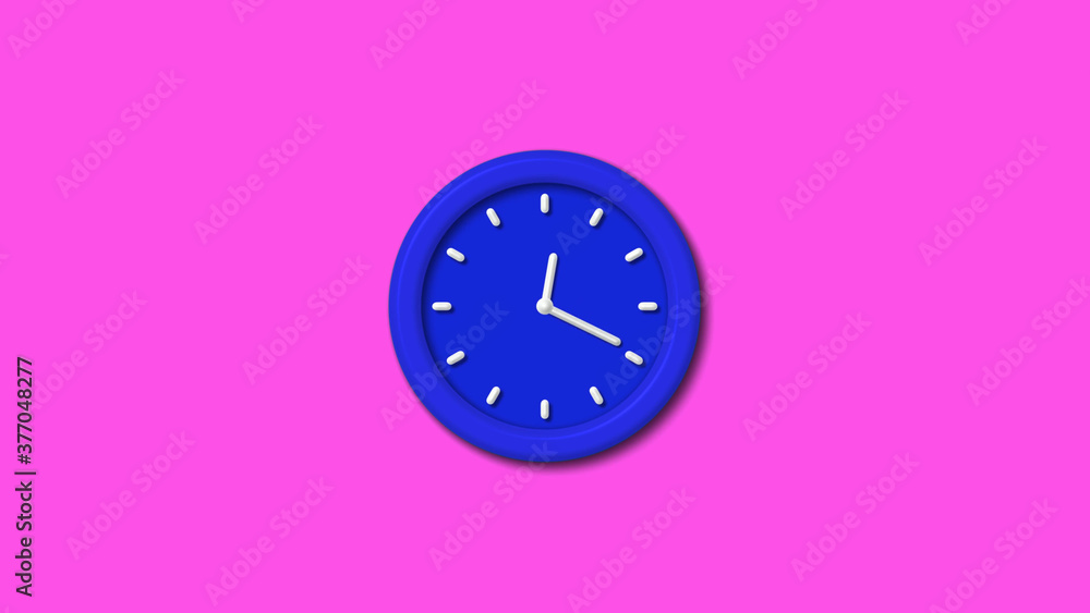 New blue color 3d wall clock on pink background,wall clock New blue color 3d wall clock on pink background,wall clock