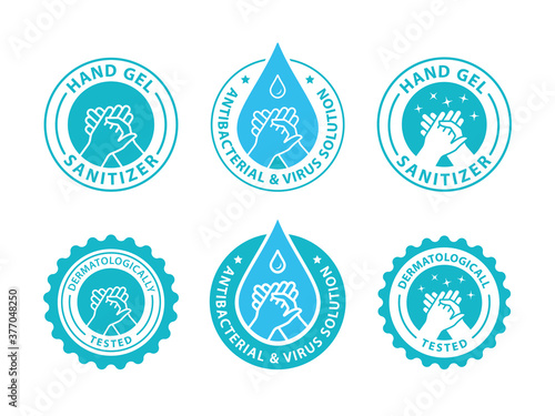 Hand gel sanitizer logo. Vector illustration.
