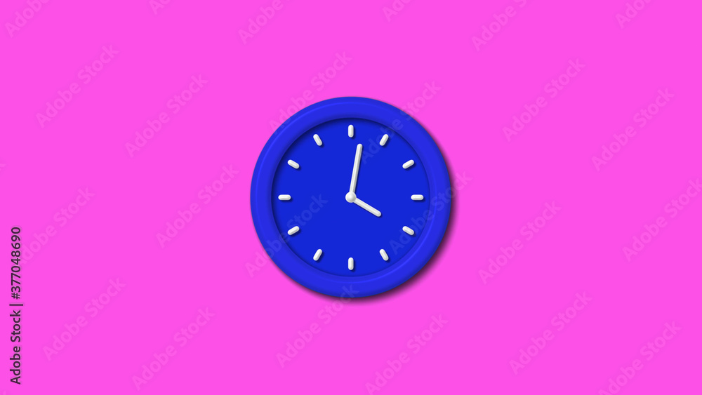 Best blue color 3d wall clock on pink background,Counting down wall clock Best blue color 3d wall clock on pink background,Counting down wall clock