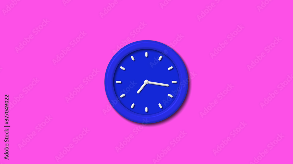 Best blue color 3d wall clock on pink background,Counting down wall clock Best blue color 3d wall clock on pink background,Counting down wall clock