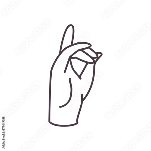 d hand sign language line style icon vector design