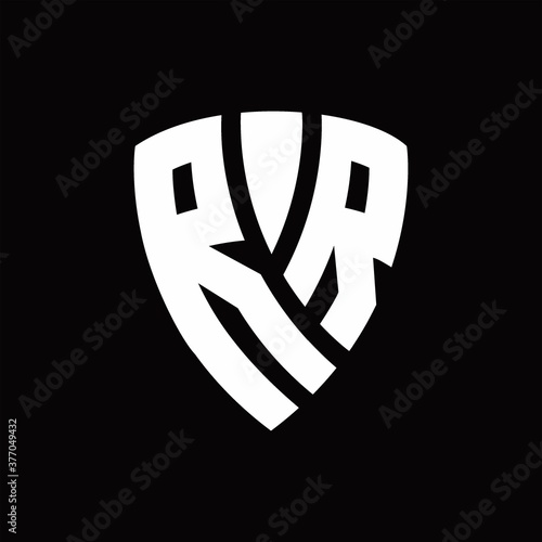 RR Logo monogram with shield elements shape design template