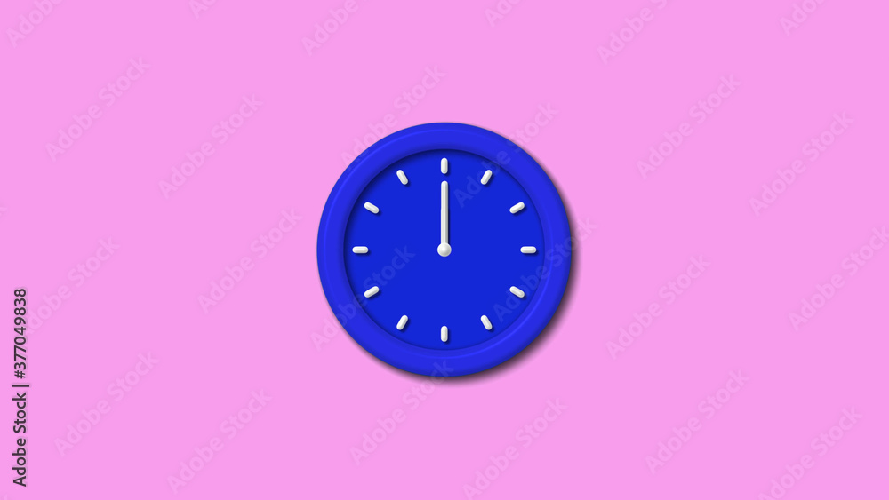 Blue color 3d wall clock icon on pink light background,wall clock Blue color 3d wall clock icon on pink light background,wall clock