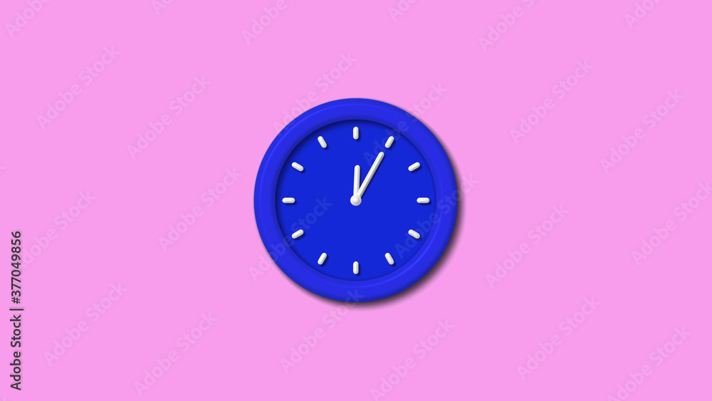 Blue color 3d wall clock icon on pink light background,wall clock Blue color 3d wall clock icon on pink light background,wall clock