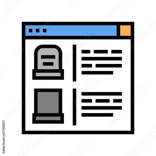 tombstone internet store color icon vector. tombstone internet store sign. isolated symbol illustration