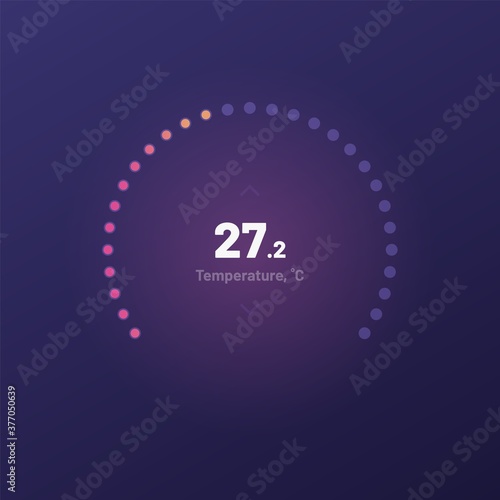 Control knob used for regulating. UI and UX Kit. Control center design. Progress bar. Temperature control. Eps 10.