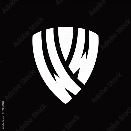 WW Logo monogram with shield elements shape design template
