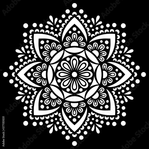 White mandala on black Pattern Stencil Doodles Sketch